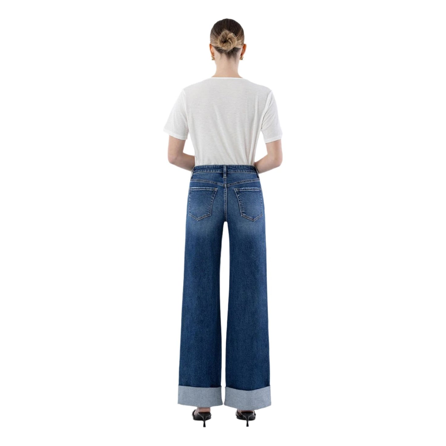 Women's Vervet High Rise Double Cuffed Wide Leg Jeans LV1830 - Crazy House Western Wear