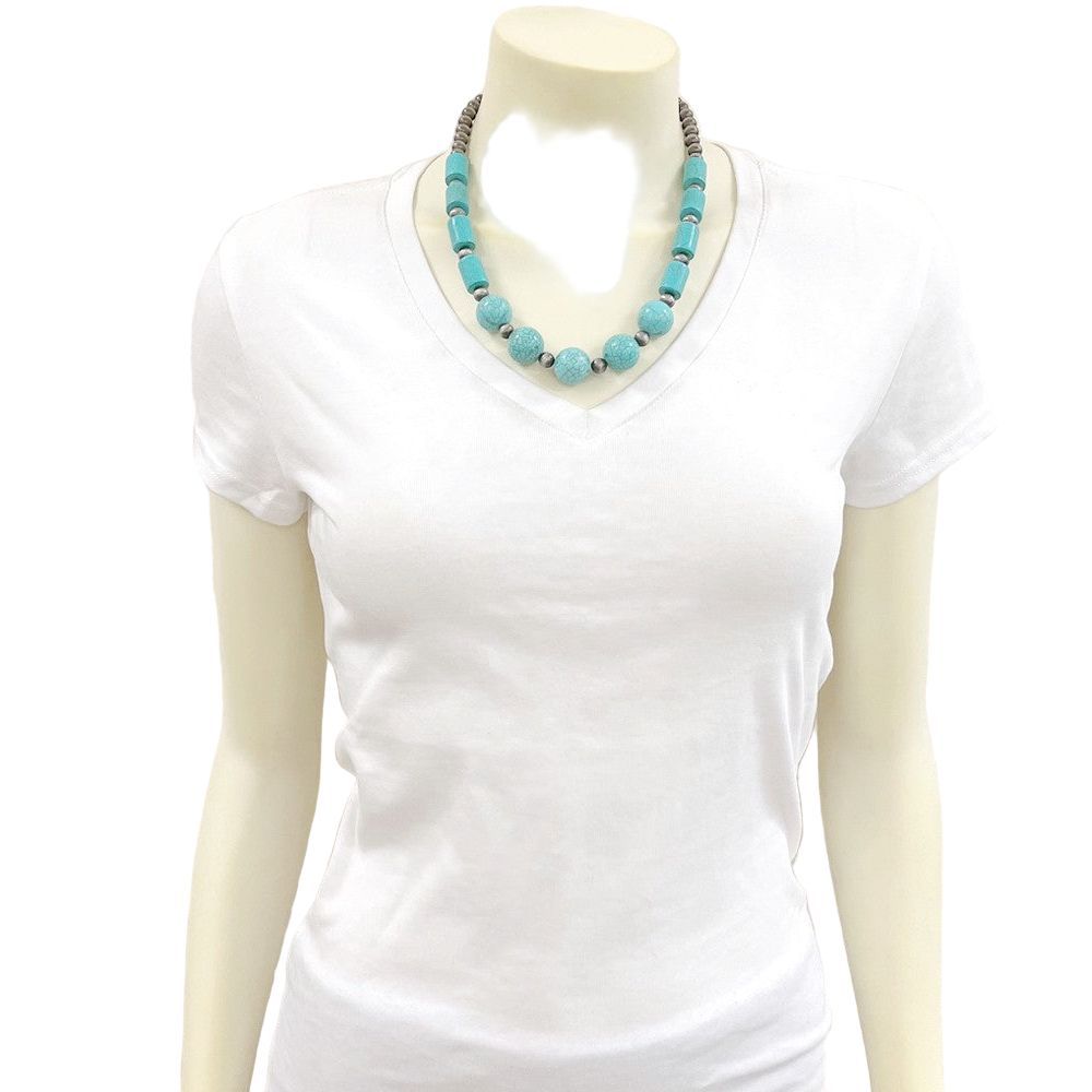 Collar de cuentas turquas para mujer, Gargantilla con plumas y Collar de cuentas turquas para mujer, Gargantilla con plumas y