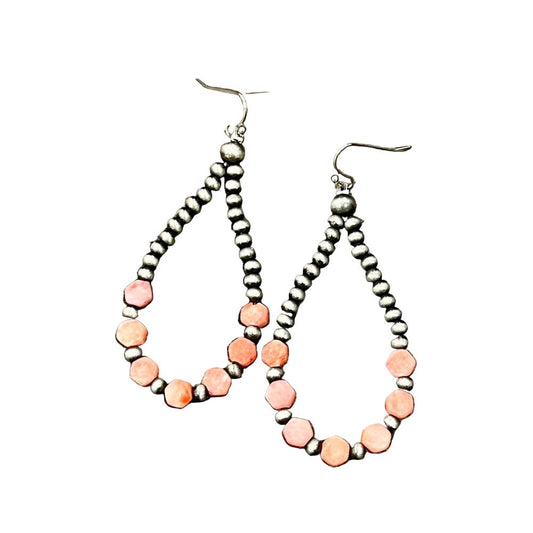 Women's Isac 2.7" Long Handmade Navajo Hexa Gemstone Earrings 