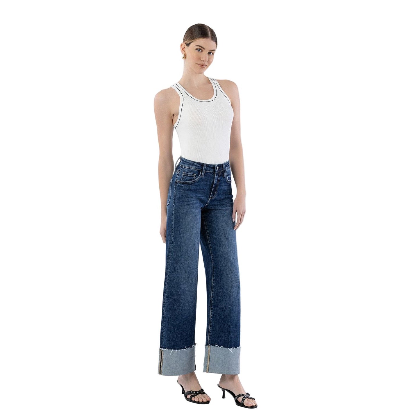 Women's Lovervet High Rise Cuffed Wide Leg Jeans LV1664
