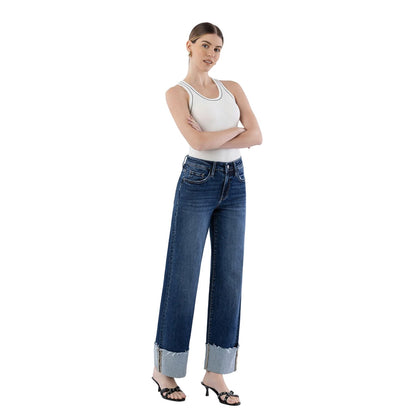 Women's Lovervet High Rise Cuffed Wide Leg Jeans LV1664