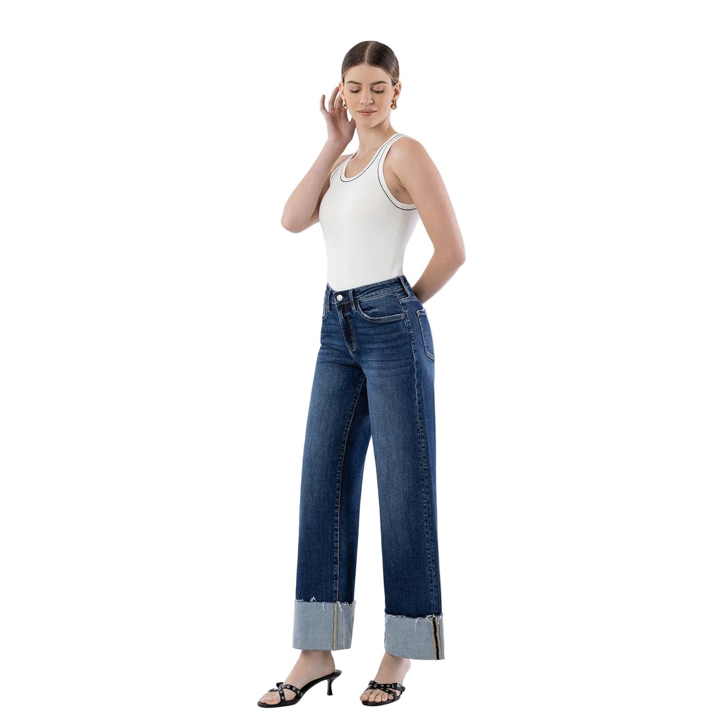 Women's Lovervet High Rise Cuffed Wide Leg Jeans LV1664