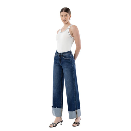 Women's Lovervet High Rise Cuffed Wide Leg Jeans LV1664
