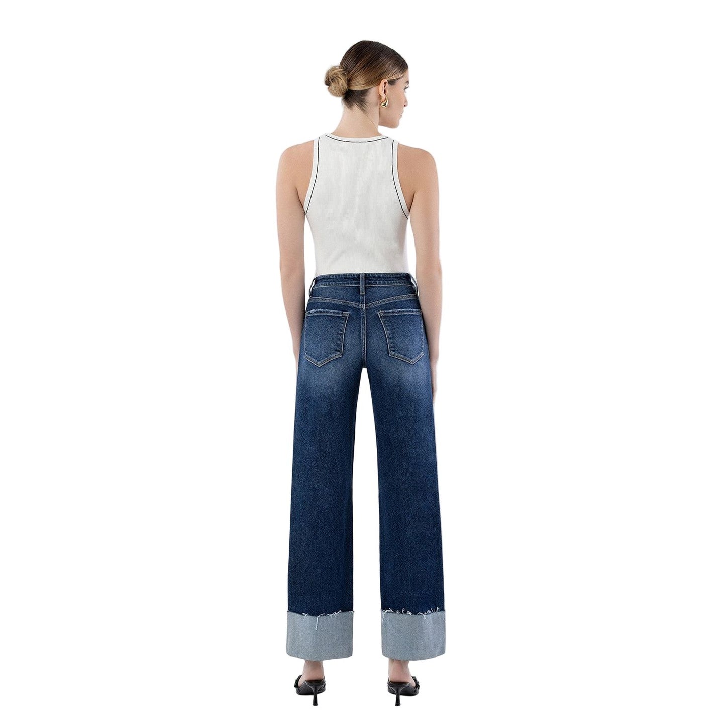 Women's Lovervet High Rise Cuffed Wide Leg Jeans LV1664