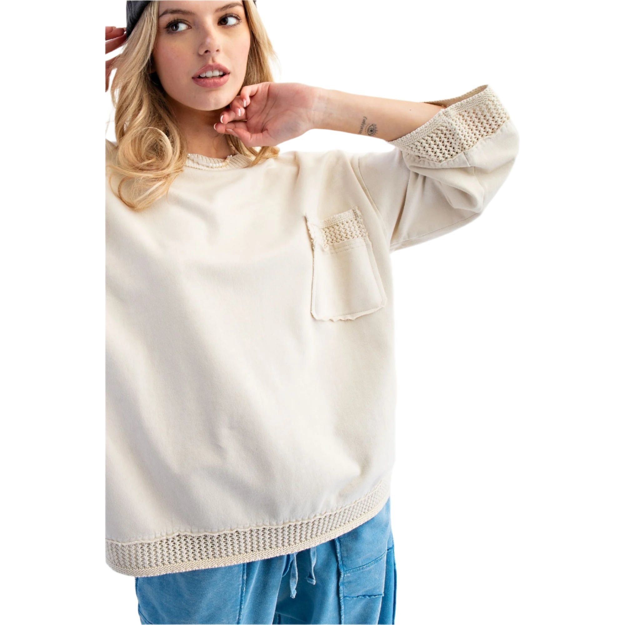 Women's Mineral Washed Boxy Pullover ET18893 - Crazy House Western Wear