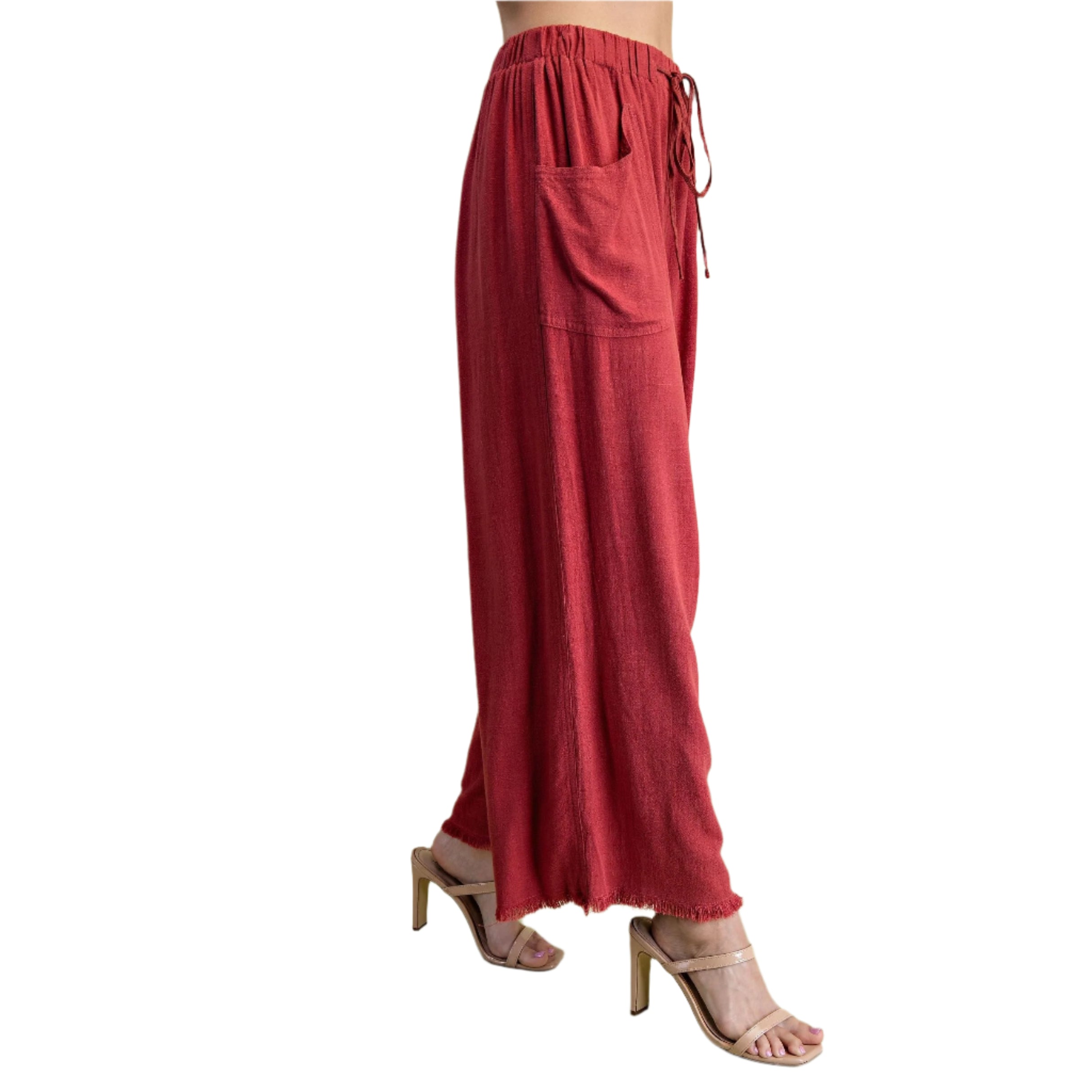 Women's Frayed Cropped Wide Leg Pants TE1045 - Crazy House Western Wear