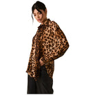 Women's Pleated Detail Oversize Animal Print Top MT20004 - Crazy House Western Wear