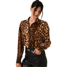 Women's Pleated Detail Oversize Animal Print Top MT20004 - Crazy House Western Wear