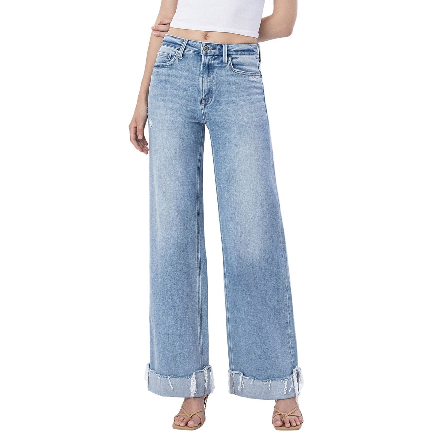 Women's Flying Monkey  Super High Rise Cuffed Wide Jeans F6033