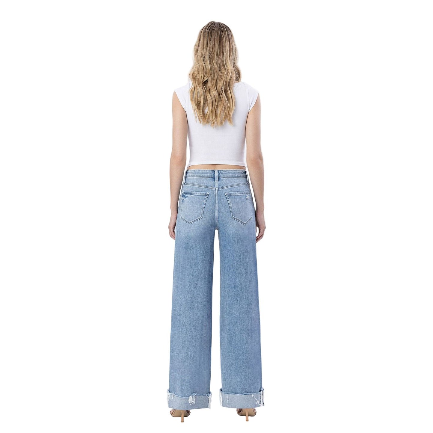 Women's Flying Monkey  Super High Rise Cuffed Wide Jeans F6033
