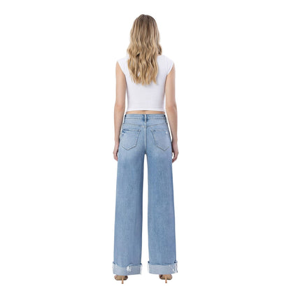 Women's Flying Monkey  Super High Rise Cuffed Wide Jeans F6033