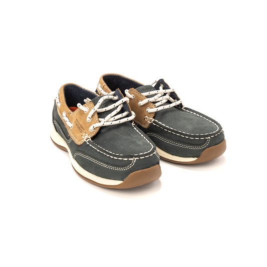 Women's Rockport Works Navy Blue and Tan Sailing Club Steel Toe Casual RK670