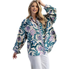 Women's Floral Print Button Down Shirt TG1866 - Crazy House Western Wear