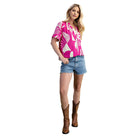 Women's Abstract Print Button Down Blouse TE1221 - Crazy House Western Wear