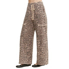 Mineral Washed Animal Leopard Wide Leg Pants