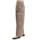 Mineral Washed Animal Leopard Wide Leg Pants