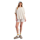 Women's Mineral Washed Thermal Knit Oversized Top ET71499 - Crazy House Western Wear