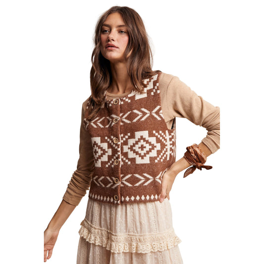 Women's Southwestern Button-up Wool Vest