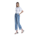 Women's Flying Monkey High Rise Medium Light Wash Cuffed Slim Wide Jeans F6061