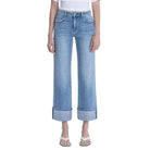 Women's Flying Monkey High Rise Medium Light Wash Cuffed Slim Wide Jeans F6061