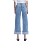 Women's Flying Monkey High Rise Medium Light Wash Cuffed Slim Wide Jeans F6061