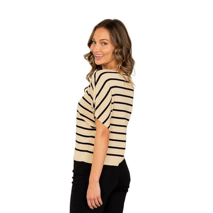 Women's Relaxed Fit Dolman Sleeves Striped Top ET6246