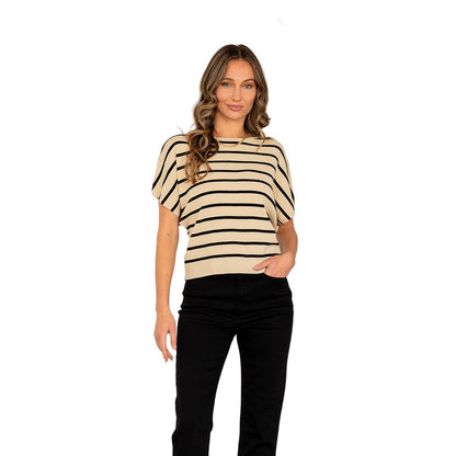 Women's Relaxed Fit Dolman Sleeves Striped Top ET6246