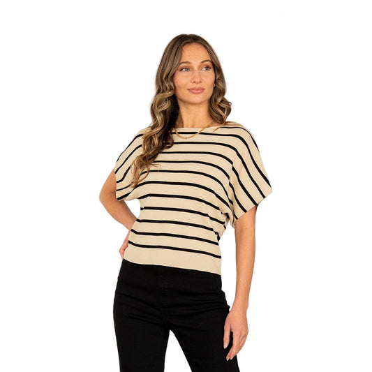 Women's Relaxed Fit Dolman Sleeves Striped Top ET6246