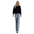 Women's Black and White Knit Sweater TE1330 - Crazy House Western Wear