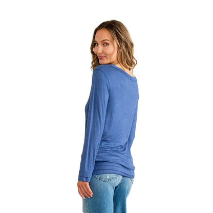Women's Relaxed Fit Casual V-neck Long Sleeve Top ET6263-RS