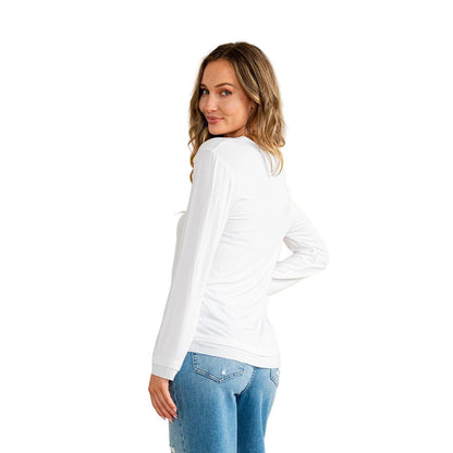 Women's Relaxed Fit Casual V-neck Long Sleeve Top ET6263-RS