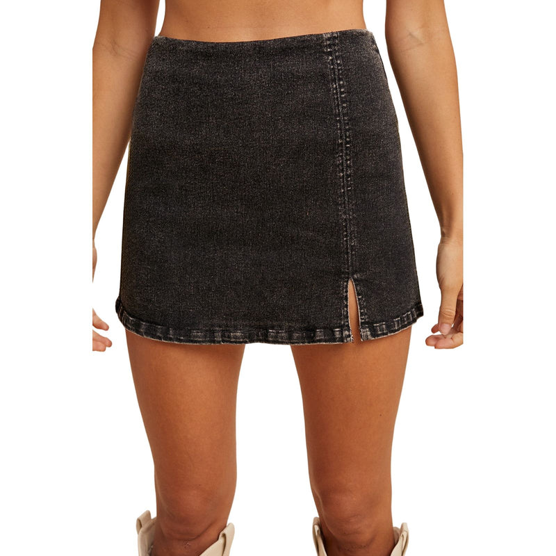Women's Lyocell Blend Stretch Denim Slit Detail Skort AP6091C