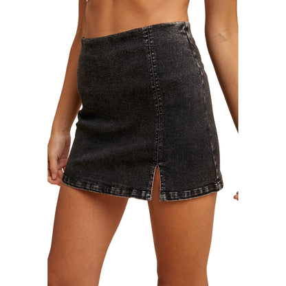 Women's Lyocell Blend Stretch Denim Slit Detail Skort AP6091C