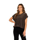 Women's Round Neck Cap Sleeves Shimmer Top ET3616