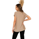 Women's Round Neck Cap Sleeves Shimmer Top ET3616