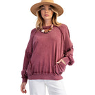 Women's Cut Out Mineral Washed Pullover ET23226 - Crazy House Western Wear