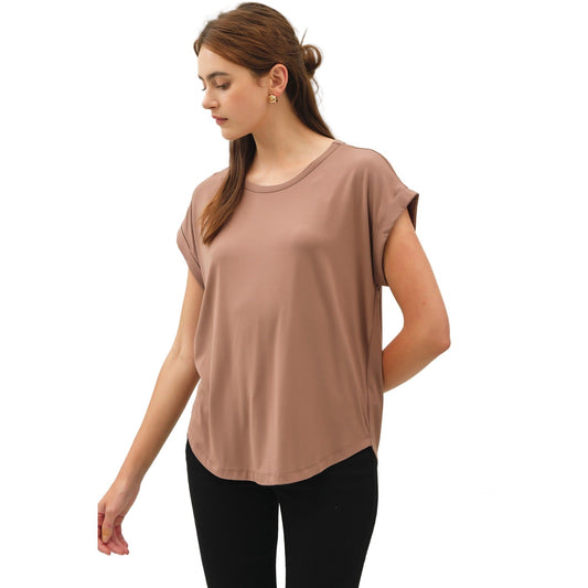Women's Bamboo/modal Round Neck Dolman Cap Sleeve Top 19250