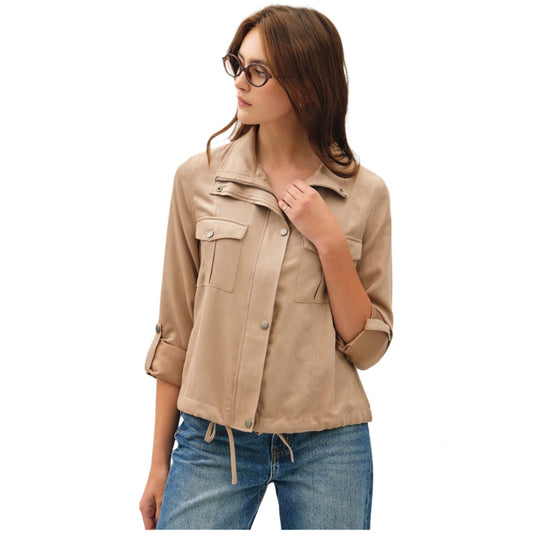 Women's Cropped Utility Zipper Safari Jacket 31299A
