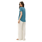 Women's Linen Basic V-Neck Short Sleeve T-shirt 19323 - Crazy House Western Wear