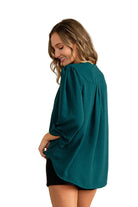 Women's Relaxed Fit Notch V Neck Button Down Blouse ET3764-AF