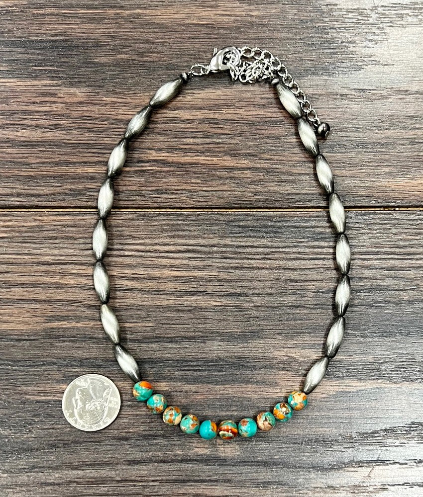 Women's Isac Handmade 15" Elongated Navajo Gemstone Necklace 739661