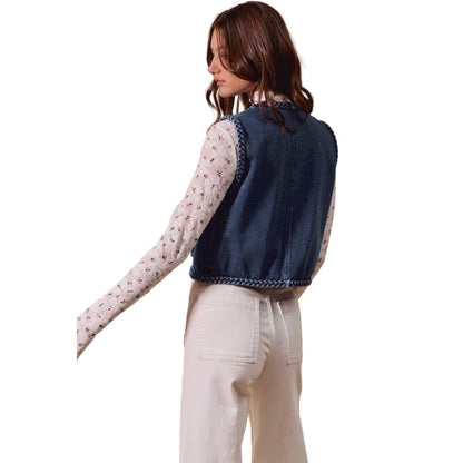 Women's Braided Denim Vest w/ Pockets ST3097E-01