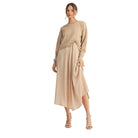 Women's Front Pleat Detail Solid Mix Match Dress G14402-DRESS