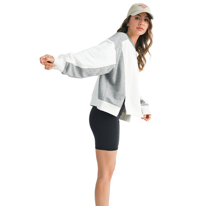 Women's Colorblock Terry Pullover Sweatshirt 9106GK
