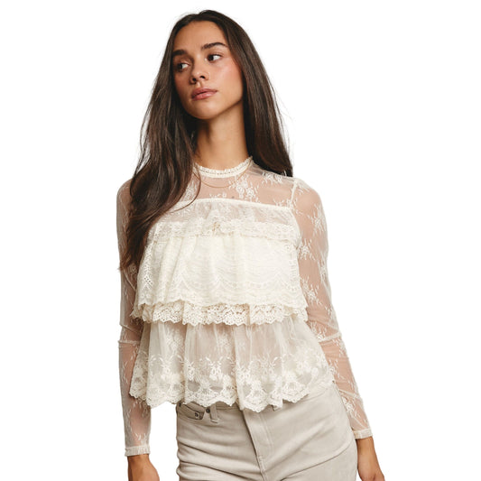Women's Lace Ruffle Layering Blouse FT0002