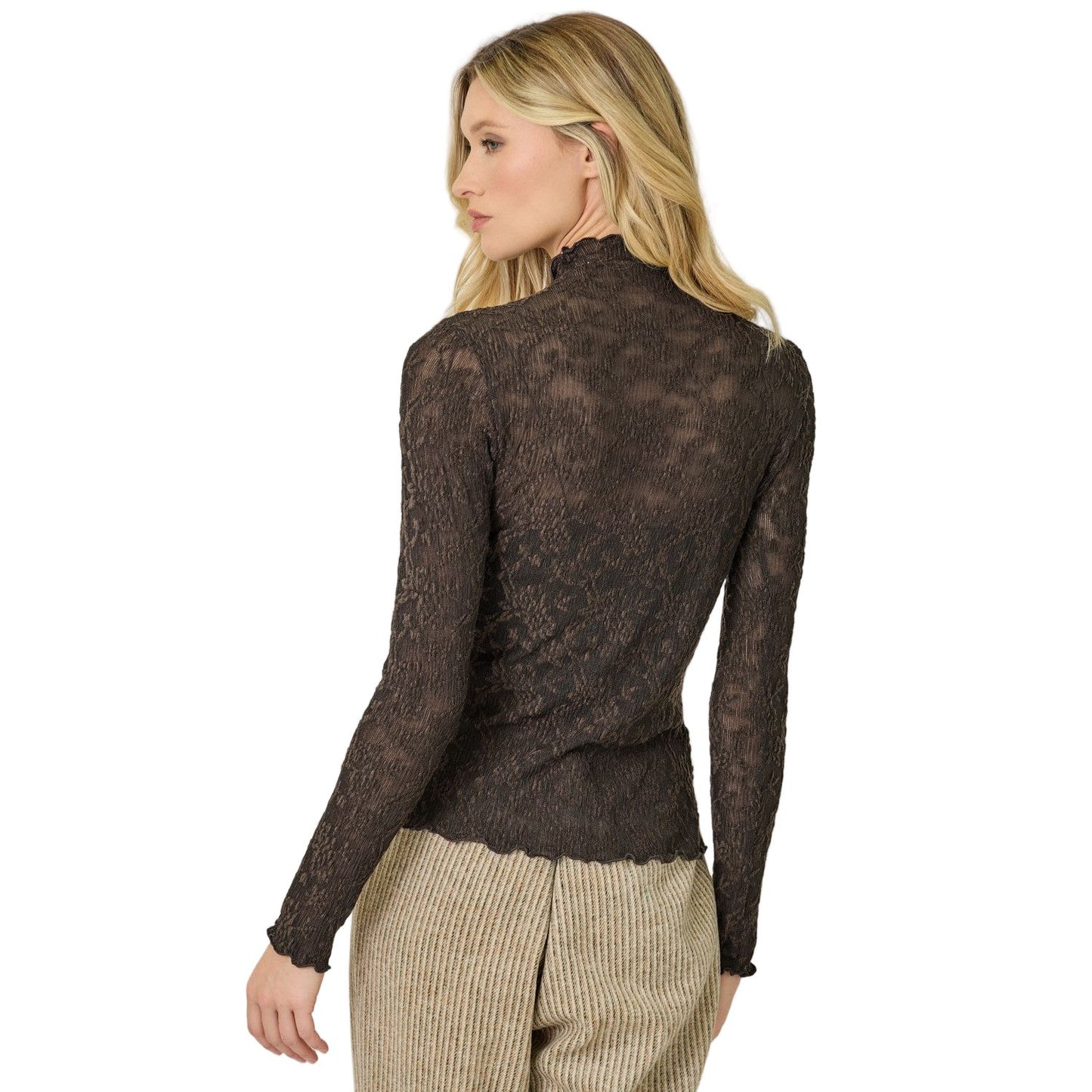 Women's Lettuce Edge Textured Knit Top 61153