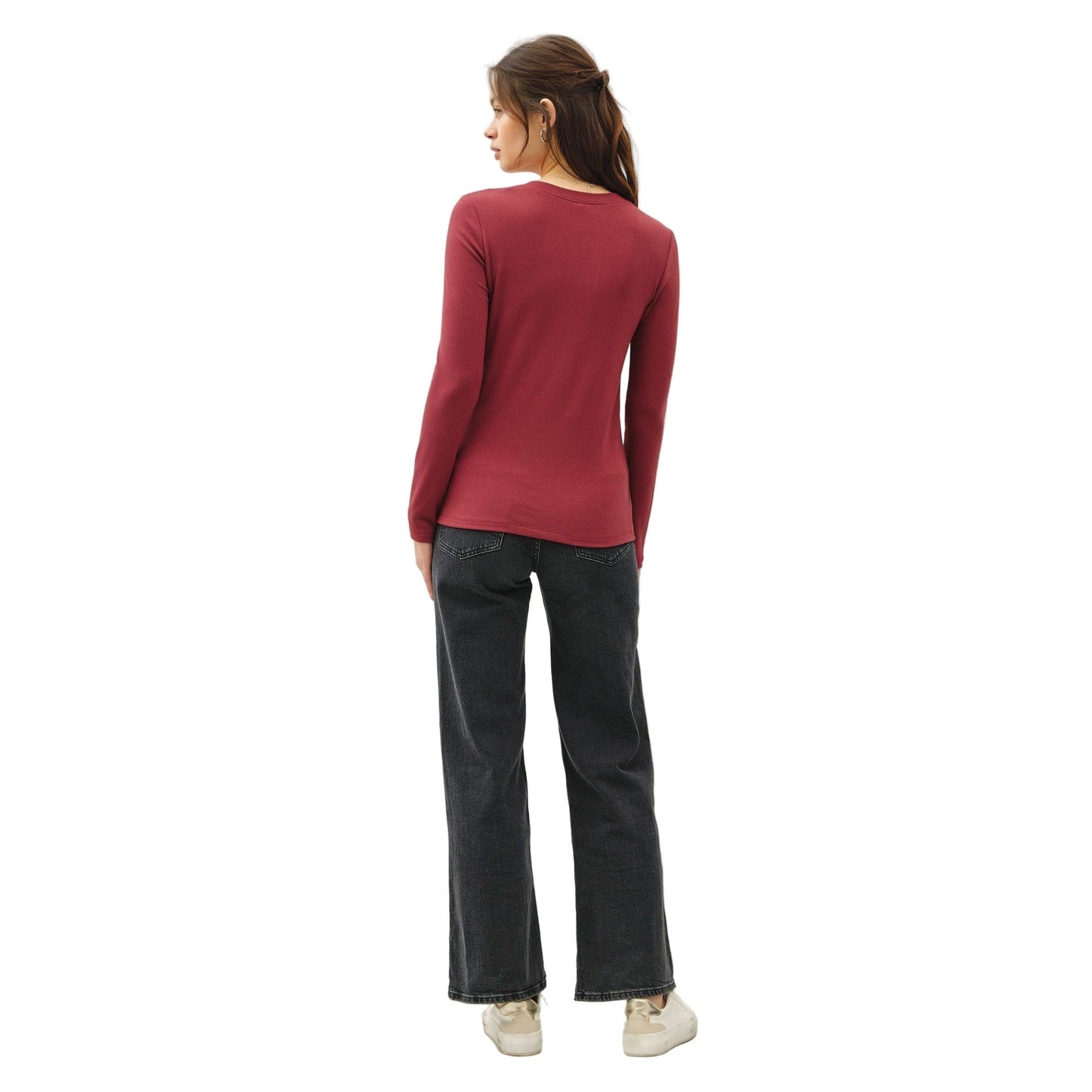 Women's Ultra Soft Basic Long Sleeve Henley Top 19706