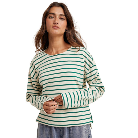 Women's Striped Knit Top With Contrast Side Stripes WL25-11252