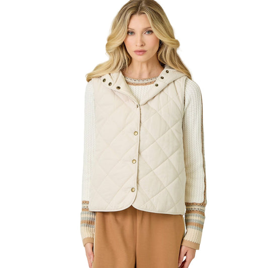 Women's Quilted Puffer Hoodie Vest 61144