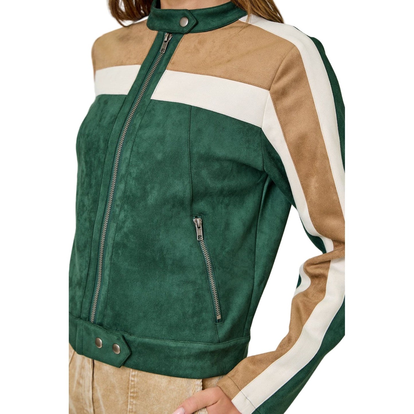 Women's Color Blocked Moto Jacket 60861